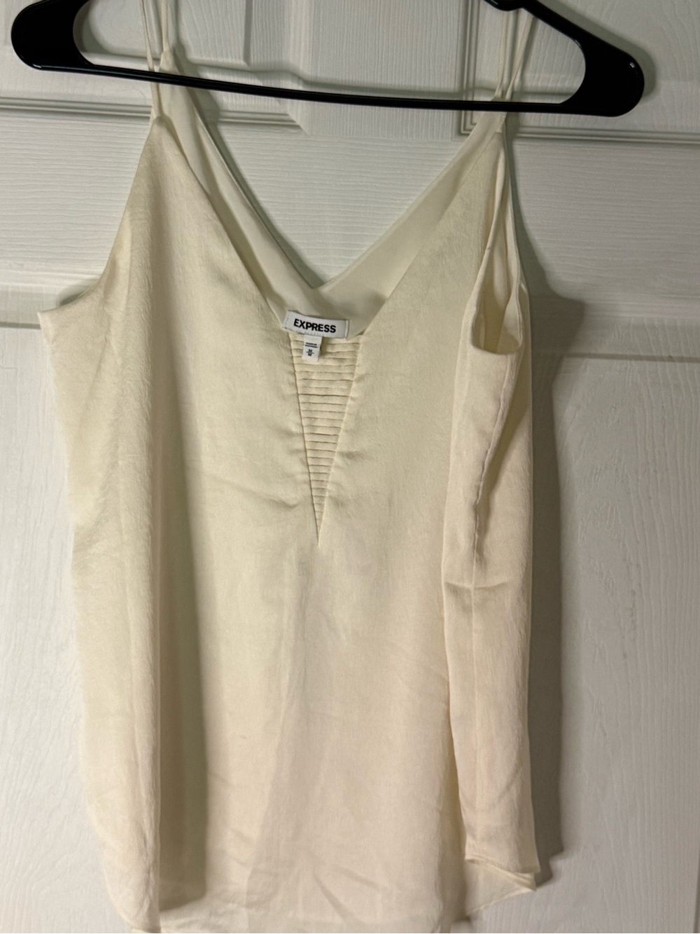 Express Cream V-Neck Pleated Inset Camisole